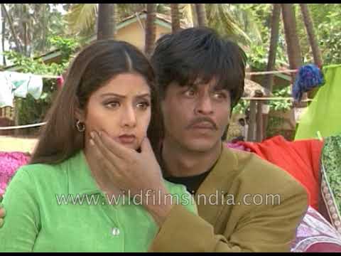 Sridevi and Shah Rukh Khan on the sets of Army