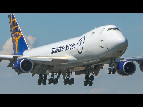 BOEING 747 LANDING - 60 Mins of CARGO AIRPLANES at Liege (4K)