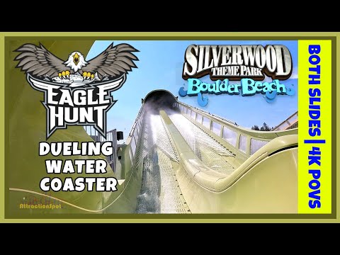 Eagle Hunt | Dueling Water Coaster | Both Slides | 4K POVs | Silverwood Boulder Beach Water Park