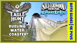 Eagle Hunt | Dueling Water Coaster | Both Slides | 4K POVs | Silverwood Boulder Beach Water Park