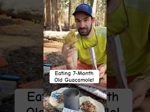 Rice, beans, and 7-month old guacamole, wrapped up into burritos on the trail!