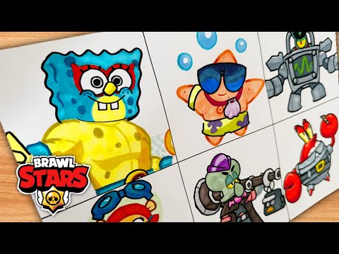 Dibujando Brawl Stars x Bob Esponja | how to draw spongebob x brawl stars