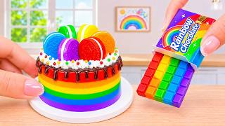 Mini Rainbow Cake Recipe With Chocolate 🌈 How To Make Colorful Oreo & Chocolate Drip | Wonder Cake