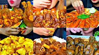 ASMR EATING SPICY MUTTON CURRY, CHICKEN CURRY, EGG CURRY | BEST INDIAN FOOD MUKBANG |Foodie India|