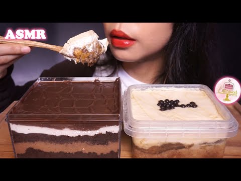 ASMR Chocolate Hazelnut CAKE & BANOFFEE Pie (Bittersweet by Najla Dessert Box) | Eating Sounds