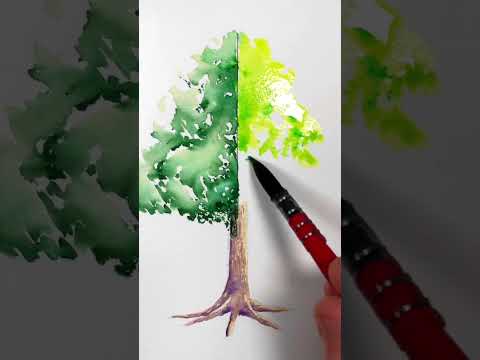 Left or right tree? #art #watercolor #painting #paintingtutorial #watercolorpainting #arttutorial