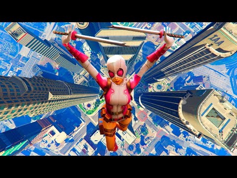 GTA 5 Ragdolls And Crazy Falls / Gwenpool Epic Fails