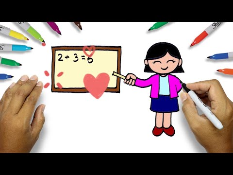 How To Draw A Teacher Easy | Teacher Drawing Colour