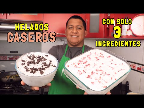 HELADO casero con 3 INGREDIENTES y de 3 SABORES (Sin Máquina) ¡Receta Super fácil y Barata!🍧😍🍨