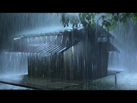 Sleep Instantly in Farm Tent with Heavy Rain & Fierce Thunder on a Tin Roof in Rainforest at Night