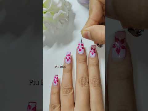 🧷🌼 Easy Nail art designs at home 💅🏡 #nailart #piubhol #shorts