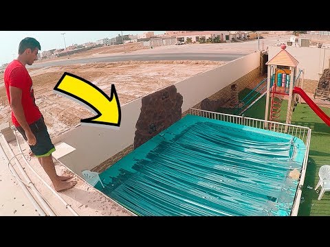 لصقت المسبح كامل باللصق | تجربه غير متوقعه !! فلوق#69