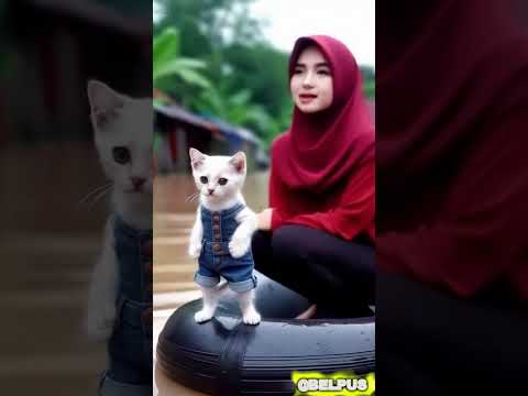 KUCING KECIL LUCU KECEBUR BANJIR #kucingkecillucu #banjir #animasi #ai #feedshorts