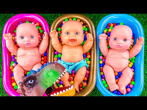 Oddly Satisfying Video | Full of 3 Rainbow BathTubs Candy with Magic Slime & Make Up Cutting ASMR