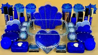 Navy BLUE SLIME. Mixing makeup and glitter into Clear Slime. Satisfying Slime Videos 2160p.