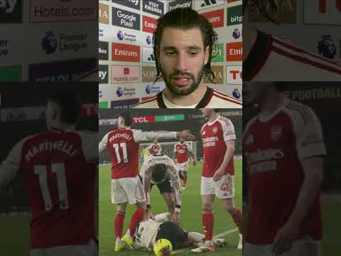 Dominik Szoboszlai reacts to Gabriel Martinelli moving Conor Bradley off the pitch