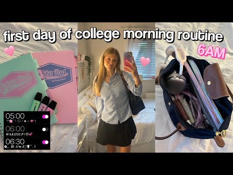 FIRST DAY OF COLLEGE 6AM MORNING ROUTINE *grwm*