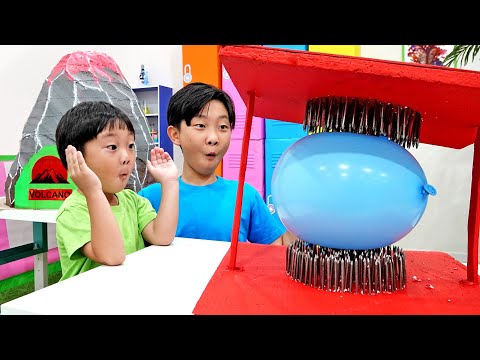 예준이와 예성이의 학교놀이 과학실험 풍선놀이, 볼케이노 만들기 Science Experiments for Kids