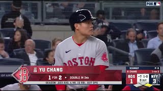 張育成 Yu Chang 0923 紅襪出戰洋基 先發二壘手  第三打席面對右投Clarke Schmidt  打席逐球回顧