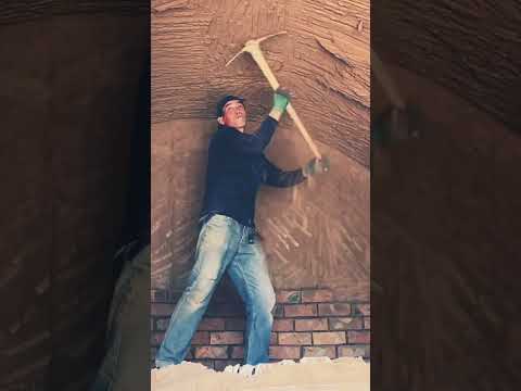 Carving tunnel with gardening tool