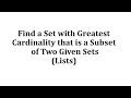 Understanding Subsets and Cardinality