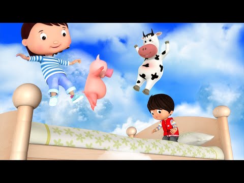 Five Little Friends Jumping on the Bed | Fun Baby Songs | Classic Baby Songs