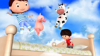 Five Little Friends Jumping on the Bed | Fun Baby Songs | Classic Baby Songs