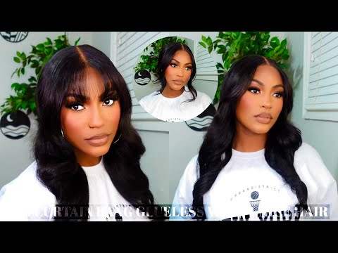 🔥BEGINNER FRIENDLY BANGS| 100% GLUELESS CURTAIN BANGS WIG TUTORIAL+VERSATILE STYLE| UNICE HAIR