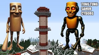 SURVIVING FROM CYBORG TUNG TUNG TUNG SAHUR  in Minecraft - Gameplay Coffin meme!