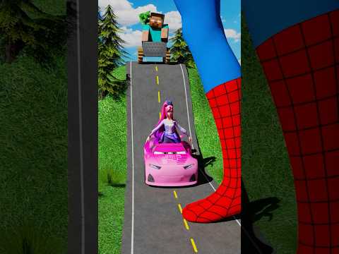 Weird Cars vs Huge Spider-Man Leg - BeamNG.Drive #shorts