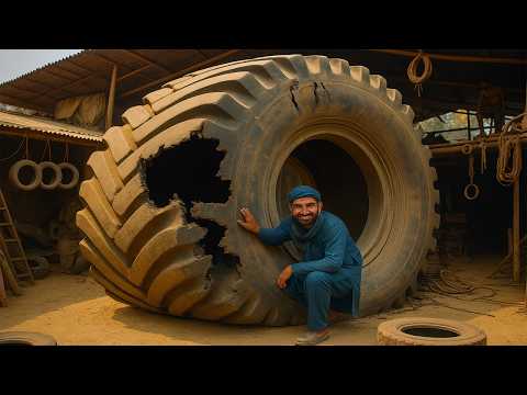 How to REPAIR A LOADER TIRE Cracked Sidewall on a 12-Foot Behemoth