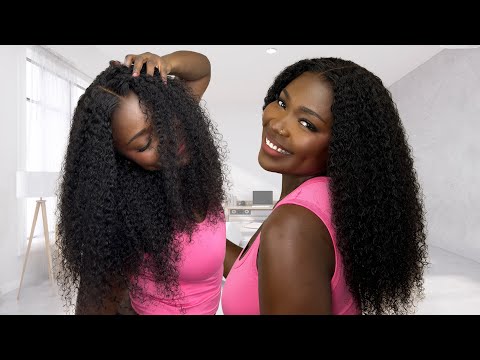 NATURAL HAIRLINE & GLUELESS CURLY WIG INSTALL FOR BEGINNERS! | WowAfrican