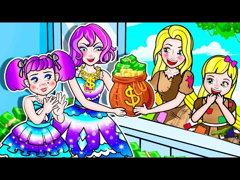 [🐾paper dolls🐾] Good and Poor Rapunzel Family vs Bad Amy Mother & Daughter | Rapunzel Family