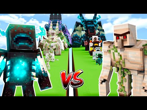 100 IRON GOLEMS vs 100 WARDENS Deathrun | GOLEMS vs WARDENS vs All OP BOSSES | Minecraft Mob Battle