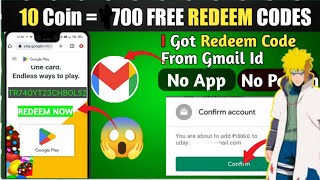 10 COIN = 700 Free Redeem Codes | How To Get Free Redeem Code | Free Google play redeem codes