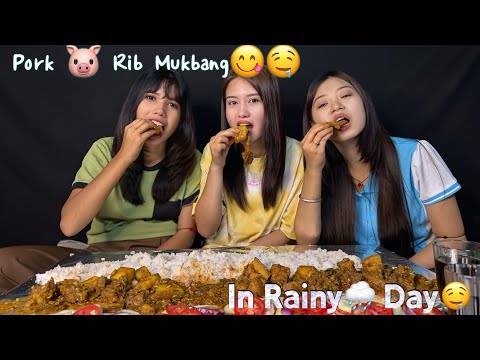 Pork 🐷 Ribs Mukbang in Rainy Day 🌧️ 🤤 😋l Weather C ga ymna haokhre 😋