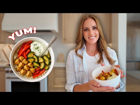 Easy Greek Inspired Chicken Rice Bowl Recipe | Family Favorite! (with Tzatziki)