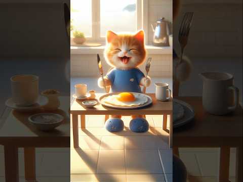 A Ginger Kitten’s Love for Fried Eggs🥚🥚🐈🐈😻#kitten #kittenshorts #catanimation