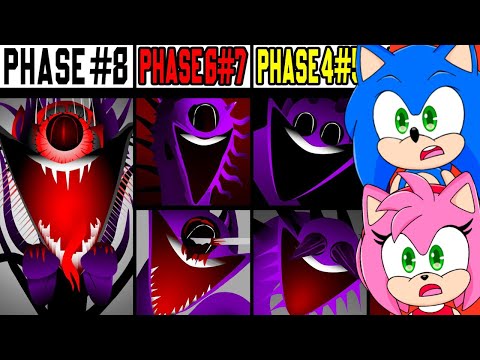 Sonic and Amy watch Phase 1-2 VS Phase 3-4 VS Phase 5-6 VS Phase 7 VS Phase 8 in Incredibox Sprunki!