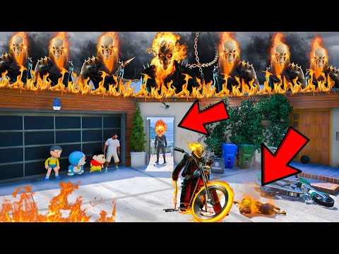 Ghost Riders Trying to kill Shinchan & Franklin| Shinchan Stealing Ghost Rider Bike in GTA 5