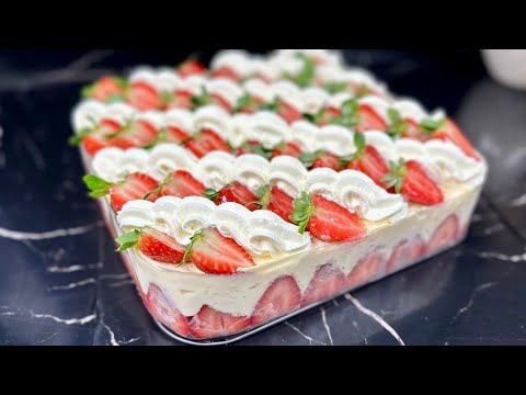 MAGNIFIQUE TIRAMISU AUX FRAISES FAÇON FRAISIER 🍓🍰