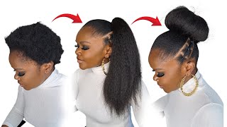 How to create a ponytail/bun on SHORT 4c natural hair