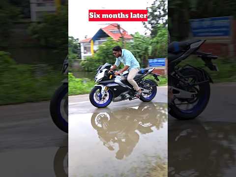 Bike riding at first week vs six months #shorts #funny #comedy #funnyshorts #r15 #yamaha #trending