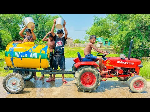We Took a Bath on the with a Water Tank of the Mini Tractor