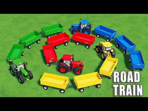 ROAD TRAIN MAYHEM! J.Deere Tractors + Multi Trailer Madness – FS22 Canola Delivery with 4 ROAD TRAIN