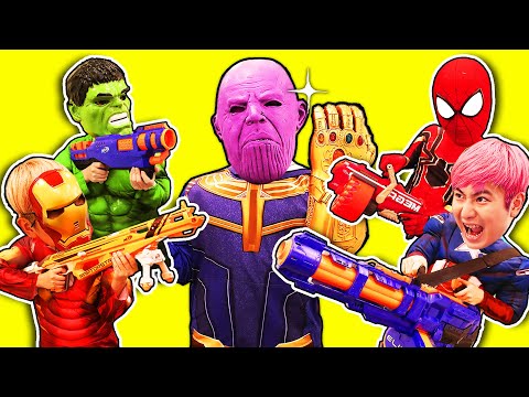 Nerf War : Superhero vs Thanos 슈퍼히어로 vs 타노스 너프전쟁