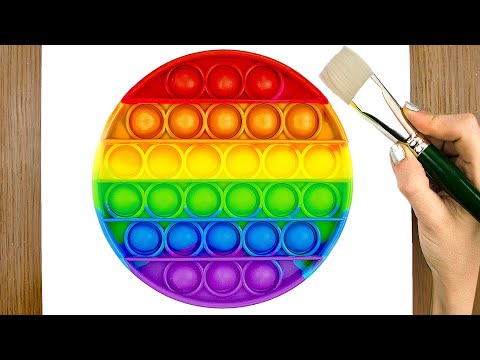 Satisfying Pop It Dots｜How To Draw Rainbow Mountains｜Simple Landscape Acrylic Painting Tutorial