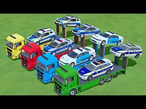 TRANSPORTING ALL POLICE CARS ! WE MOVE TOY POLICE CARS TO THE GARAGE FS 22