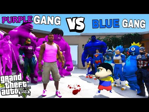 Franklin Purple Gang Vs Shinchan Blue Gang in GTA 5