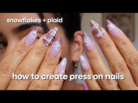 HOW TO MAKE PRESS ON NAILS LIKE A PRO *detailed process* (winter snowflake nail design)